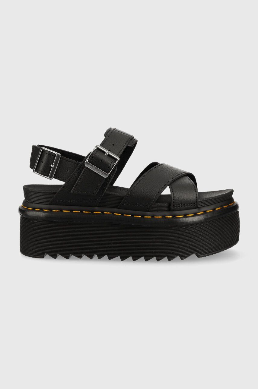 Dr. Martens sandale de piele Voss II Quad femei, culoarea negru, cu platforma, DM30717001 answear.ro