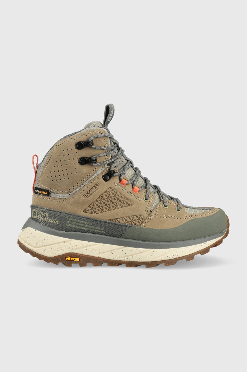 Levně Boty Jack Wolfskin Terraquest Texapore Mid dámské, zelená barva