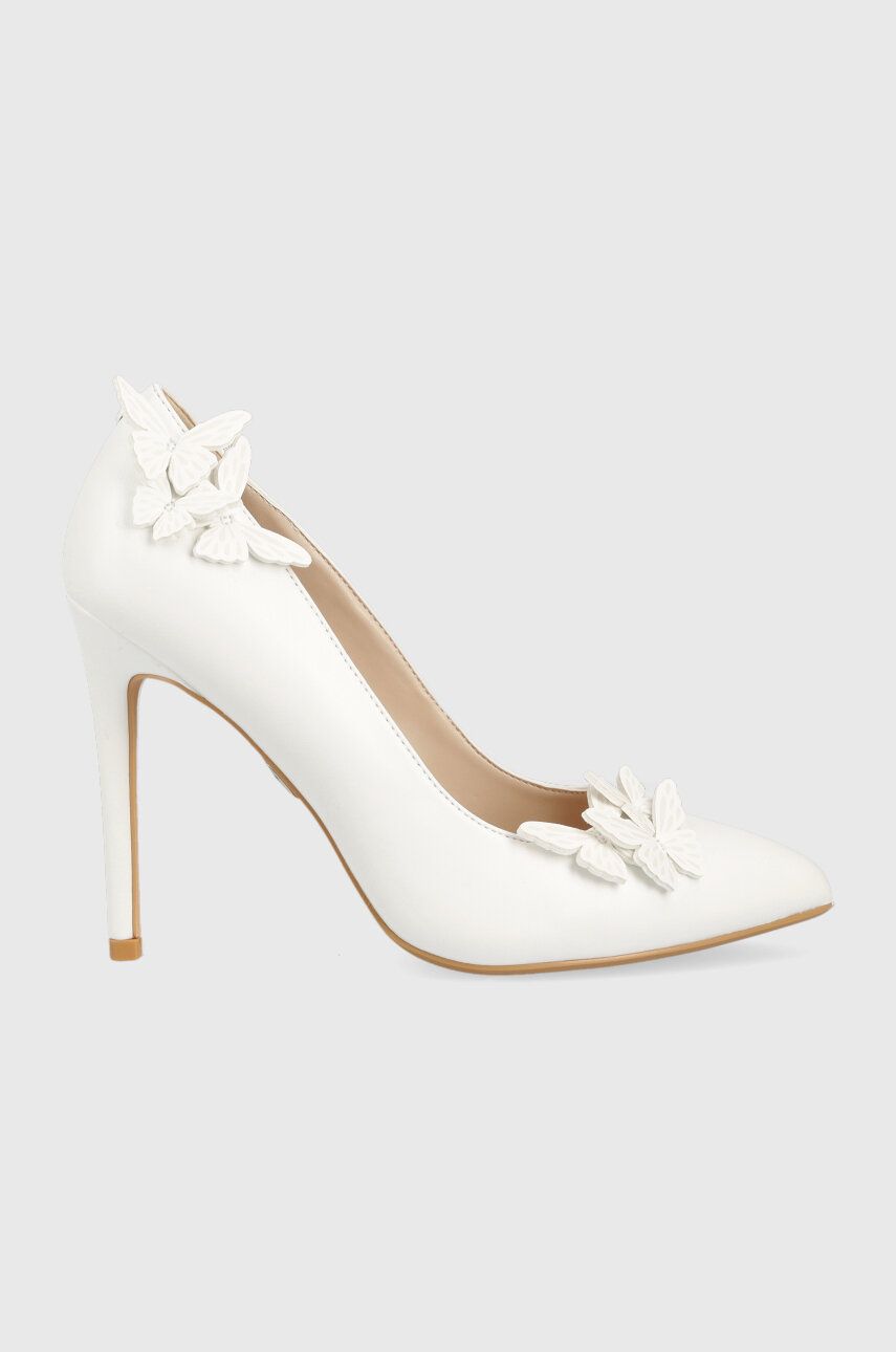Buffalo pantofi cu toc Janet Butterfly culoarea alb, 1290167