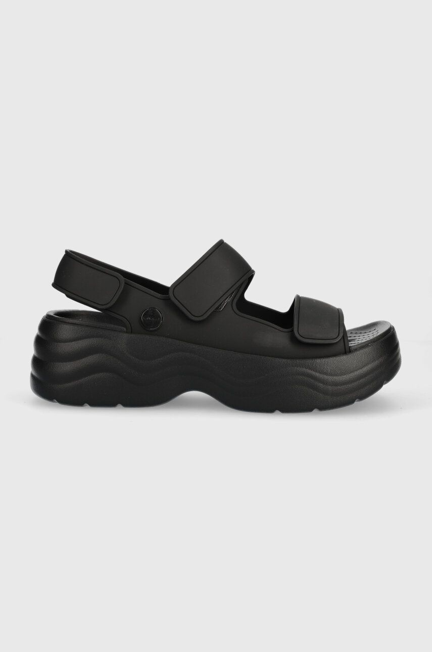 E-shop Sandály Crocs Skyline Slide dámské, černá barva, na platformě, 208183