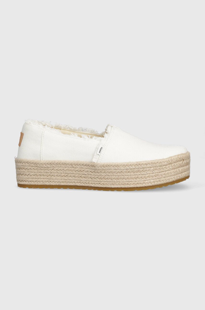 Toms espadrile Valencia culoarea alb, cu platforma, 10019820