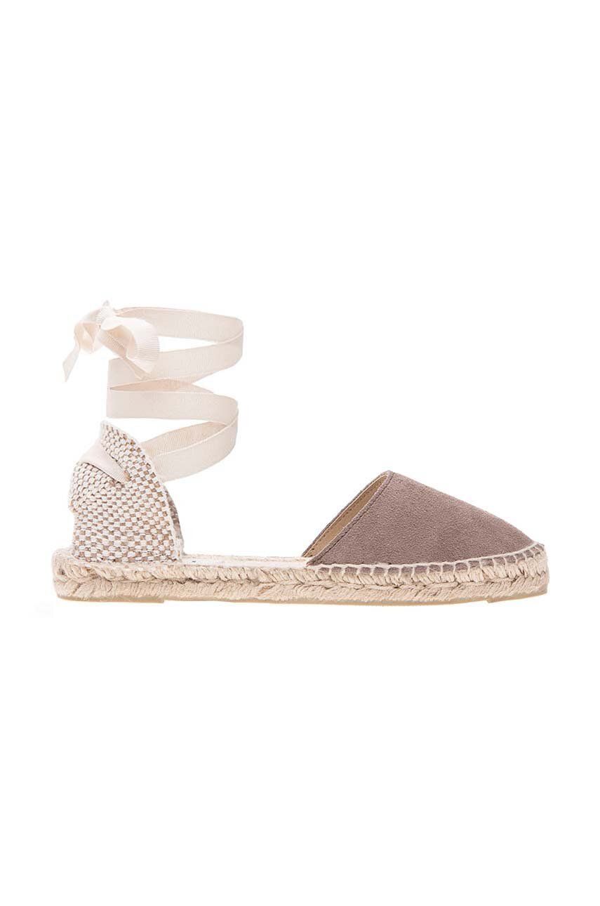 Manebi espadrile din piele întoarsă Flat Valenciana Espadrilles culoarea maro K 1.9 P0