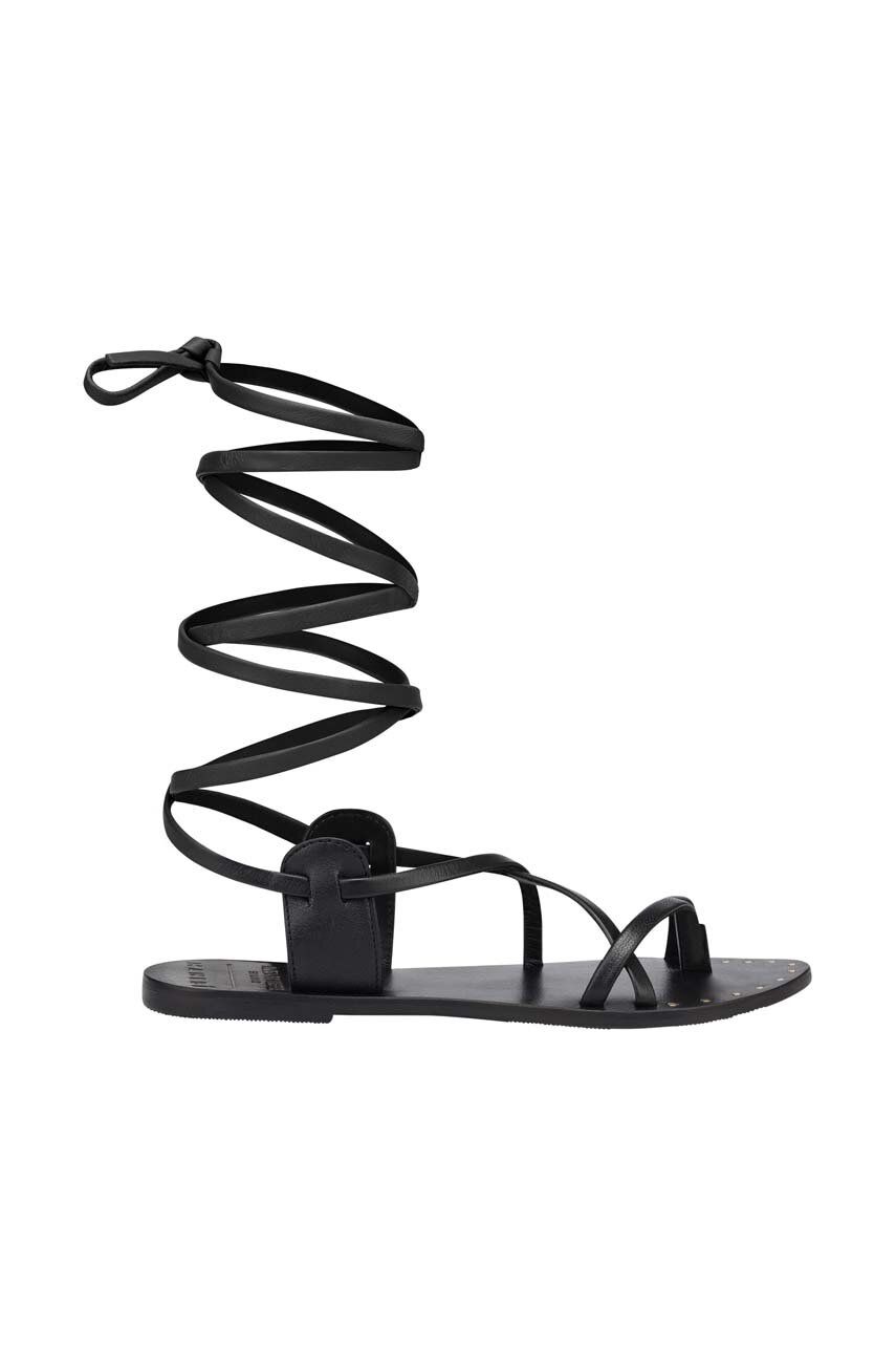 Manebi sandale de piele Tie-Up Leather Sandals femei, culoarea negru, L 7.0 Y0