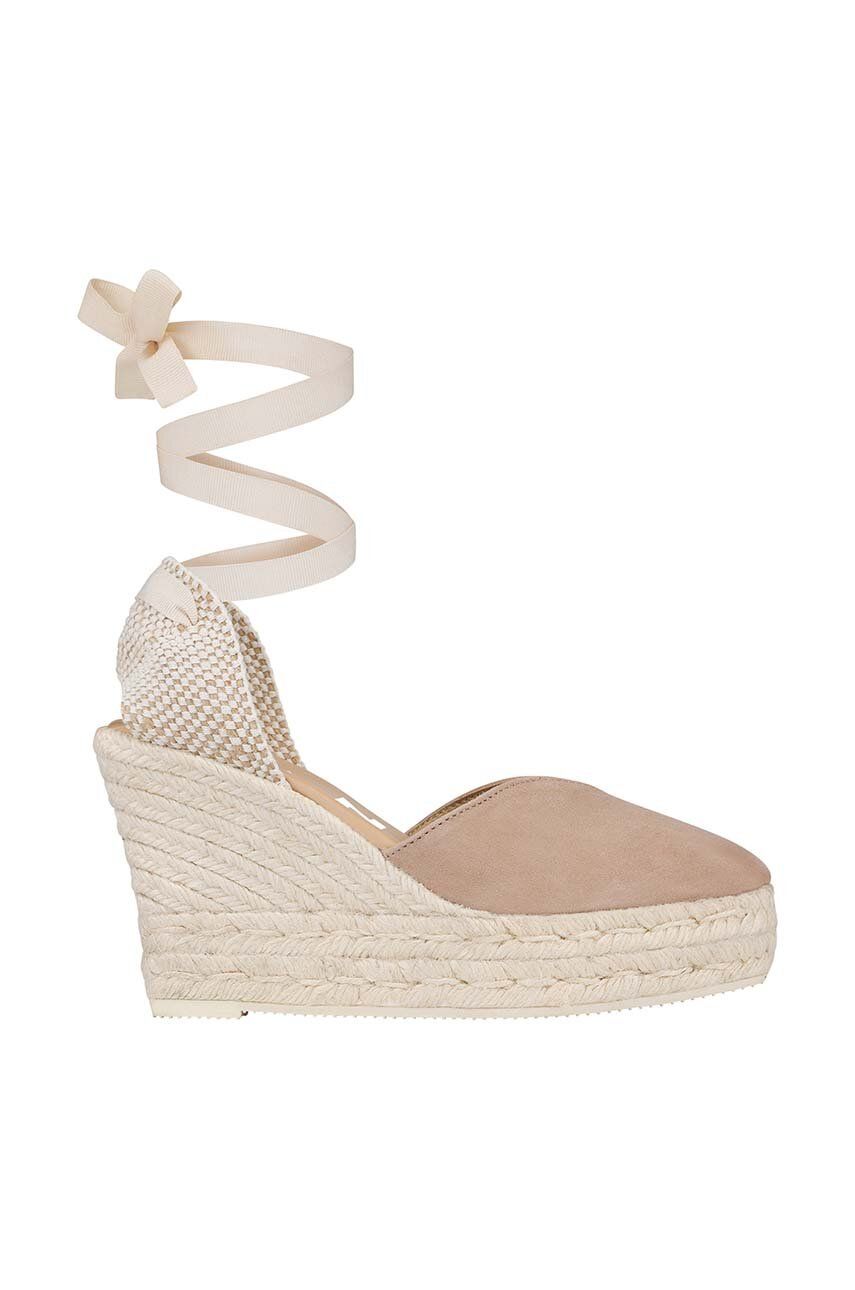 Levně Semišové espadrilky Manebi Heart-Shaped Wedge Espadrilles hnědá barva, W 1.9 WH