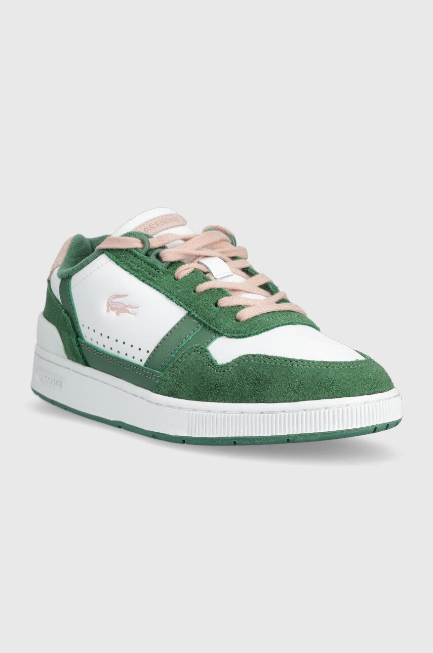 

Кожаные кроссовки Lacoste T-Clip Leather Colour Contrast цвет зелёный 45SFA0064