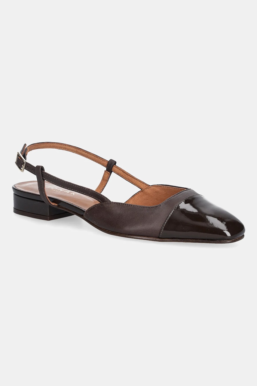 Jonak balerini de piele DHAPOU VERNIS CUIR culoarea negru, cu toc deschis, 6000255