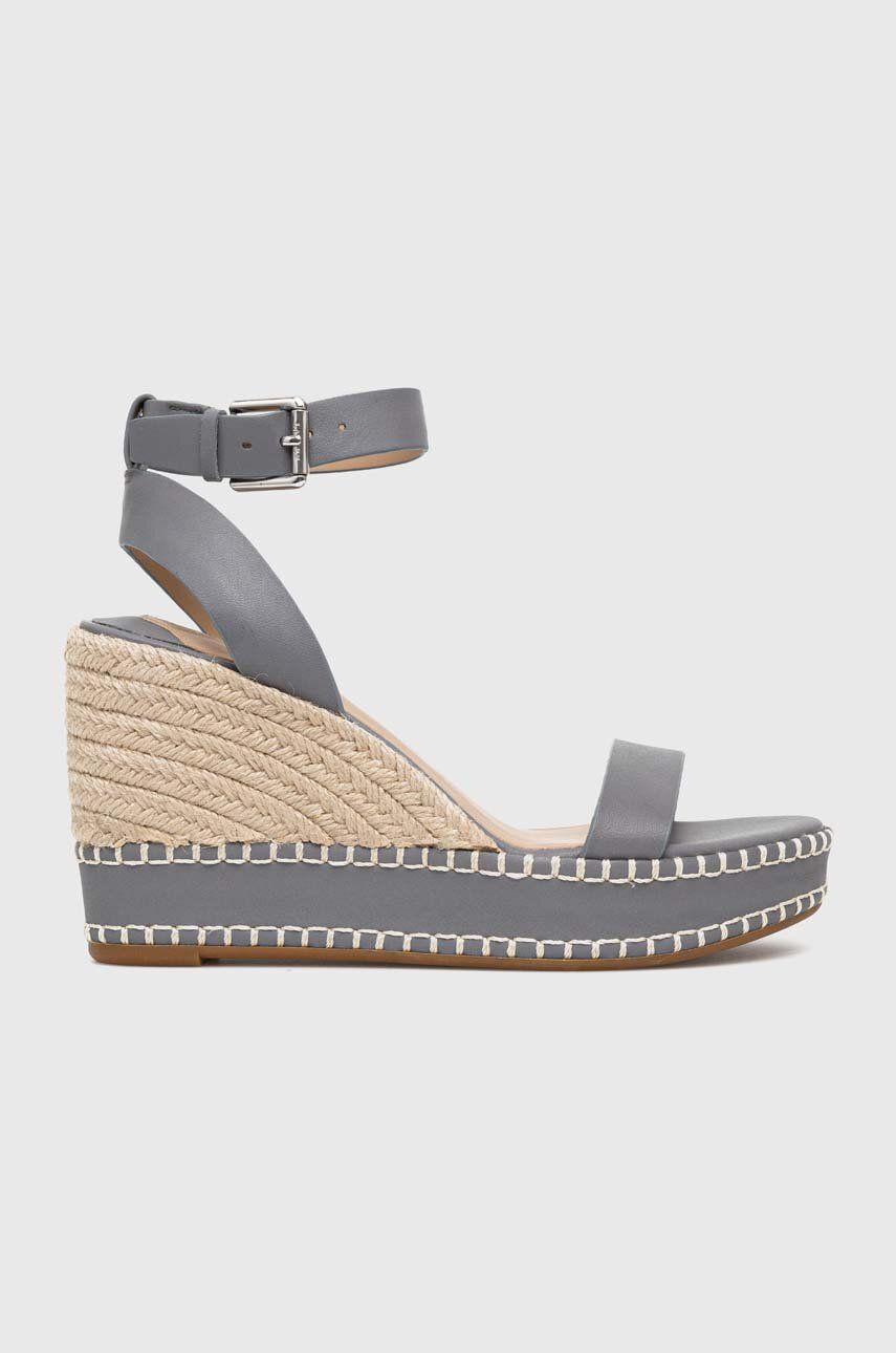 Kožené sandály Lauren Ralph Lauren HILARIE šedá barva, 802898506006 - šedá -  Svršek: Přírodní 