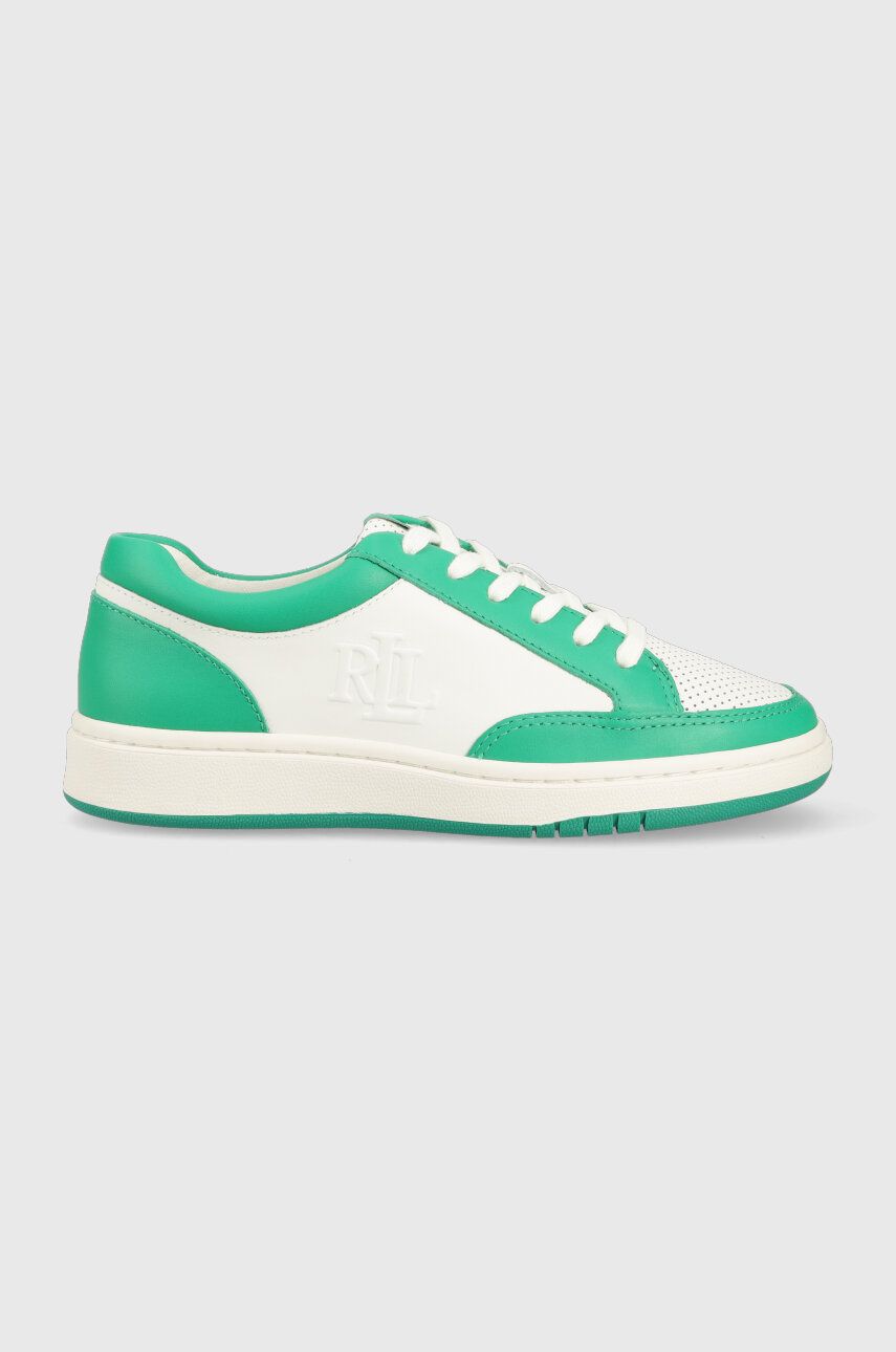 Levně Kožené sneakers boty Lauren Ralph Lauren HAILEY II zelená barva, 802904469003