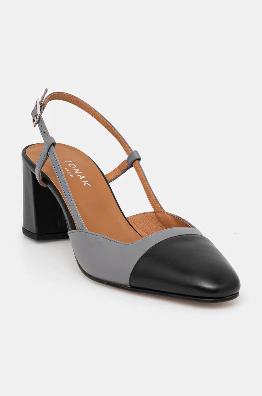 Jonak pantofi de piele DHAPOP CUIR culoarea gri, cu toc drept, cu toc deschis, 6000952 Jonak pantofi de piele DHAPOP CUIR culoarea gri, cu toc drept, cu toc deschis, 6000952