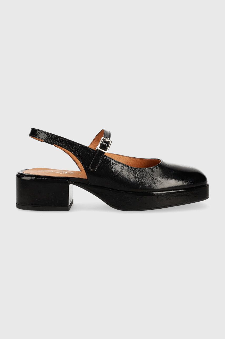 Jonak pantofi de piele VERANE CUIR BRILLANT culoarea negru, cu toc drept, cu toc deschis, 3400143