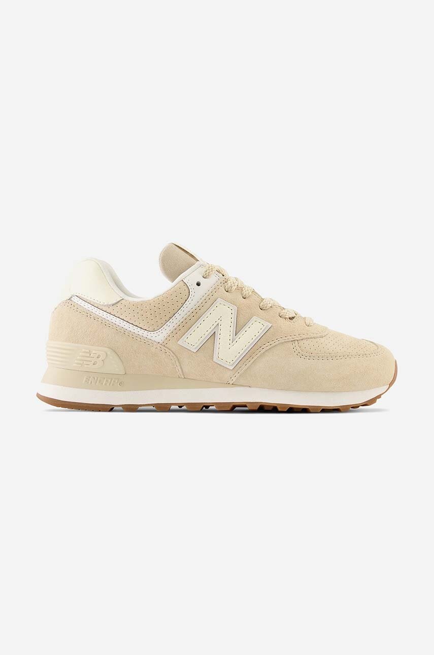 New Balance sneakers din piele întoarsă WL574NC culoarea bej WL574NC-4NC