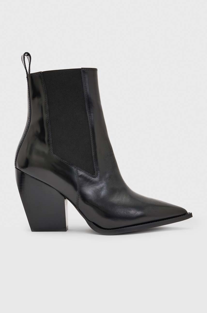 

Кожаные полусапожки AllSaints RIA женские цвет чёрный каблук кирпичик WF594X