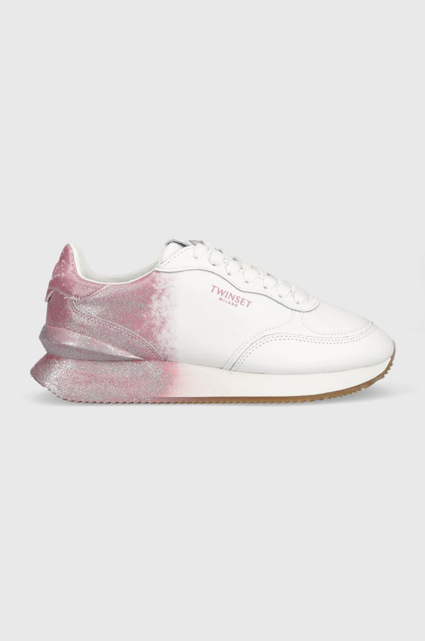 Levně Kožené sneakers boty Twinset bílá barva, 231TCP050