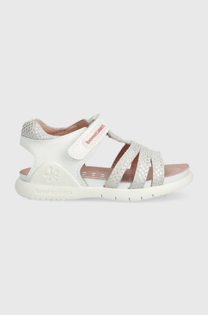 E-shop Dětské kožené sandály Biomecanics bílá barva