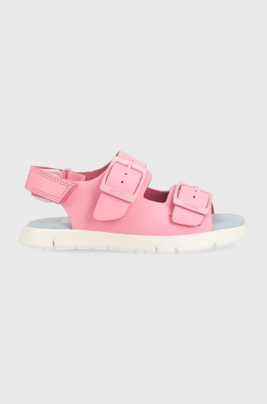 Camper sandale din piele pentru copii Oruga culoarea roz