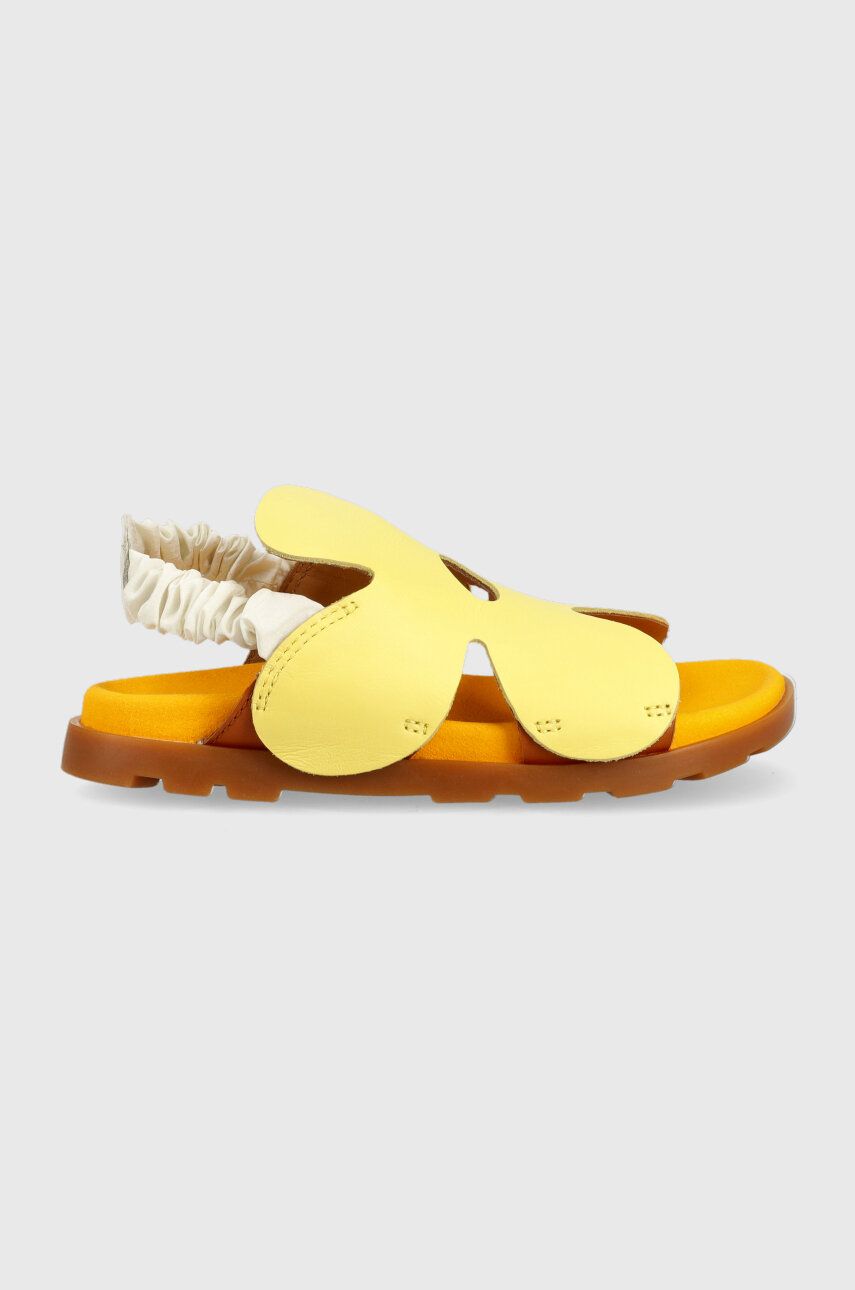 Dětské kožené sandály Camper žlutá barva - žlutá -  Svršek: Textilní materiál