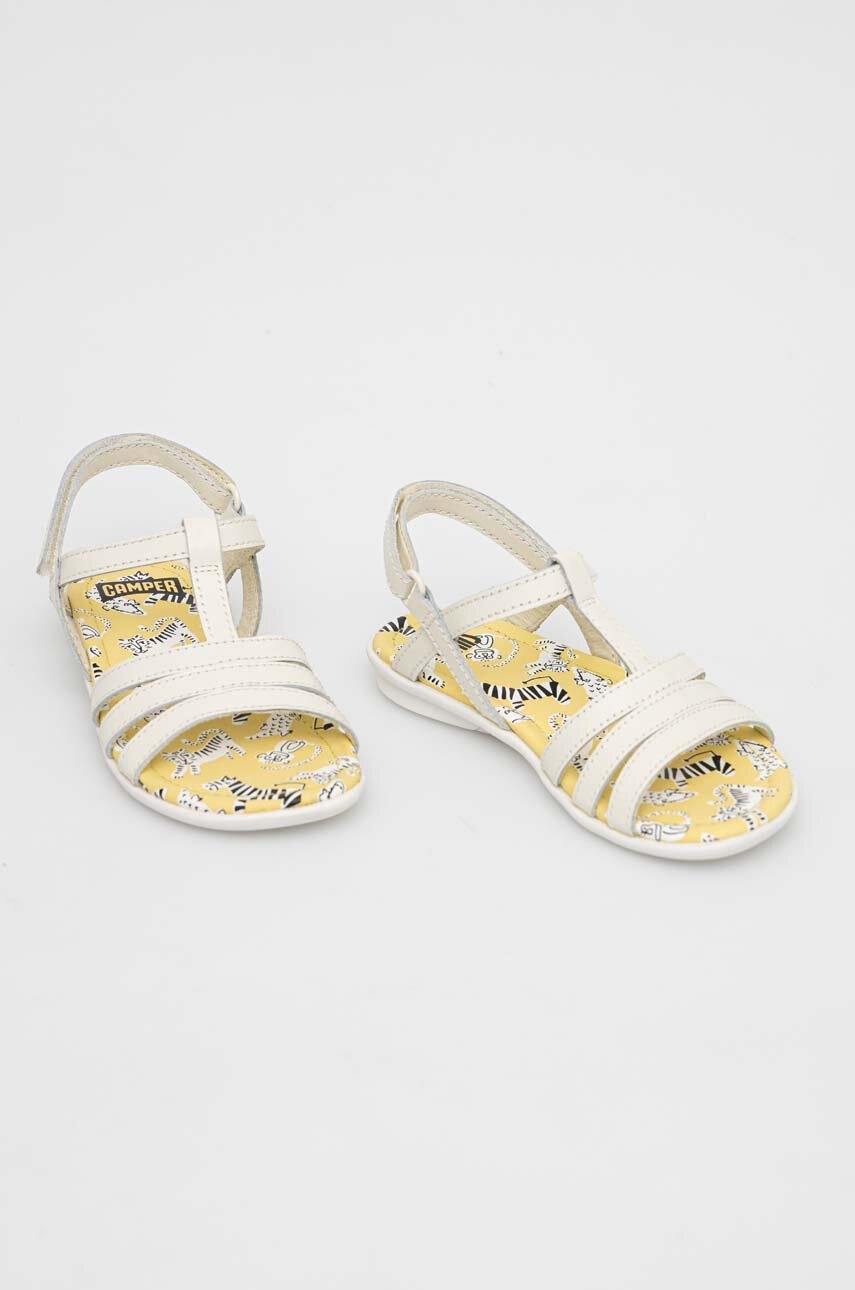 Детские кожаные сандалии Camper Twins цвет бежевый