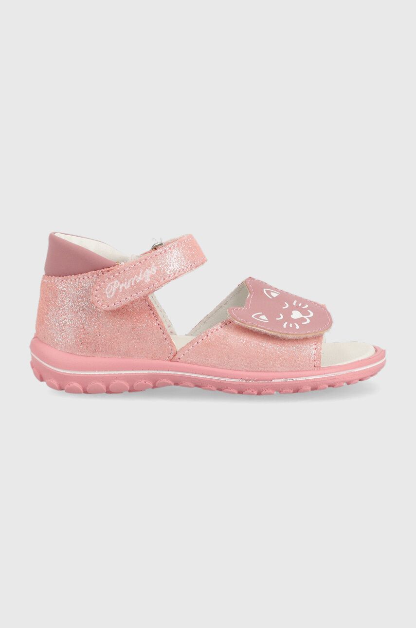 E-shop Dětské kožené sandály Primigi růžová barva