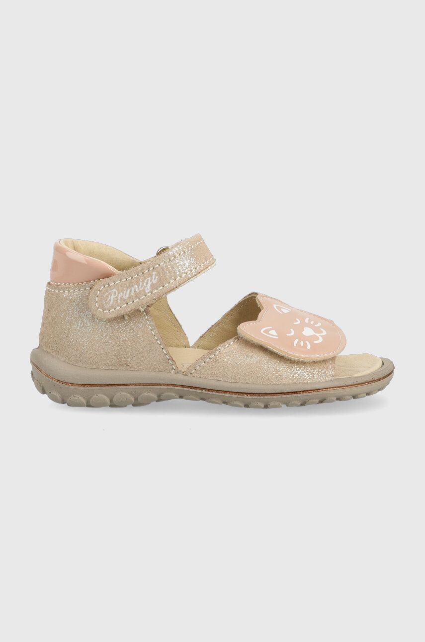 E-shop Dětské semišové sandály Primigi zlatá barva