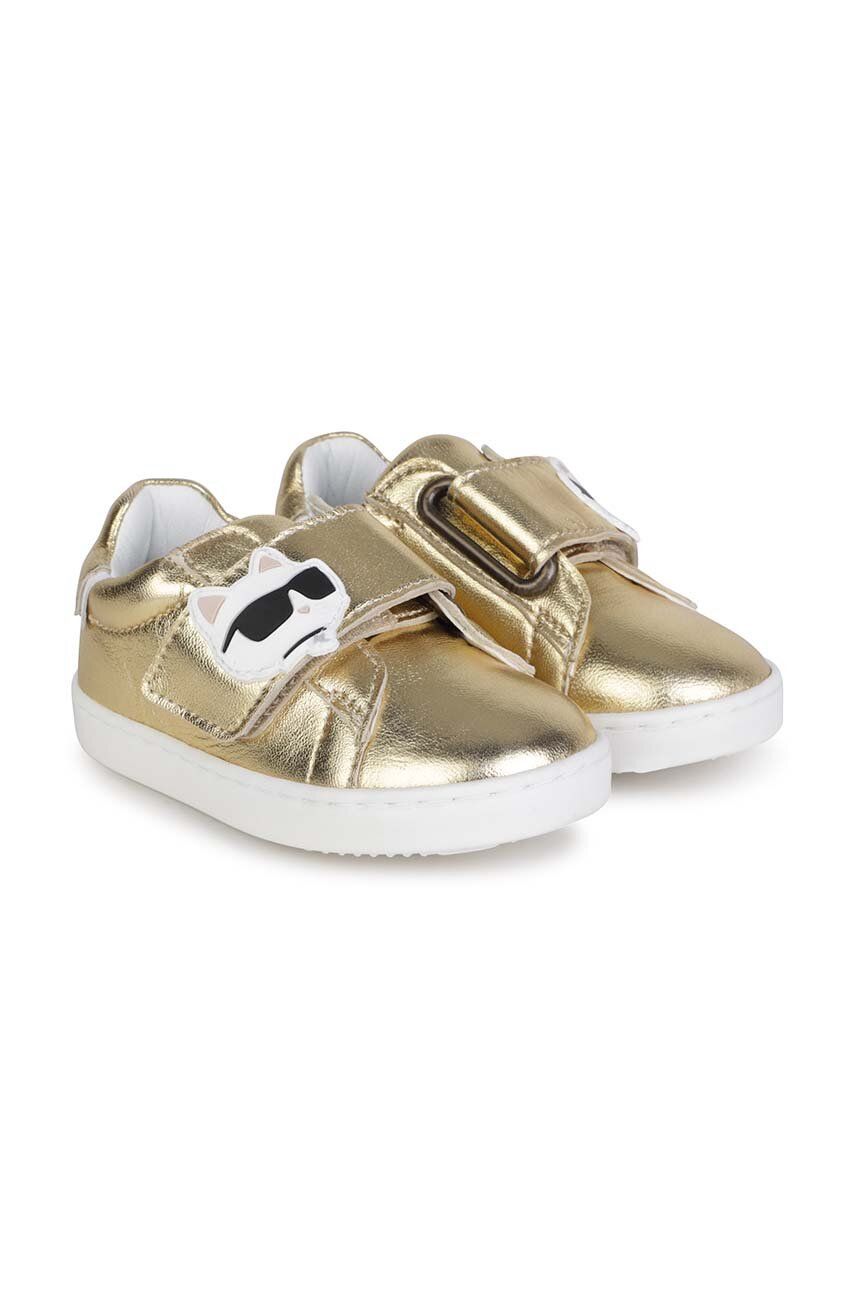 Dětské kožené sneakers boty Karl Lagerfeld zlatá barva - zlatá -  Svršek: Přírodní kůže Po