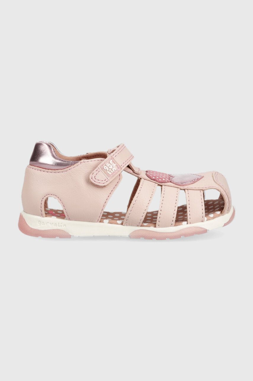E-shop Dětské kožené sandály Garvalin růžová barva
