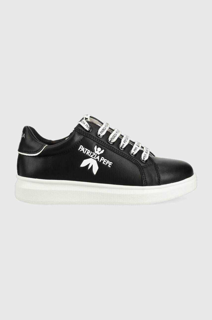 Levně Dětské kožené sneakers boty Patrizia Pepe černá barva