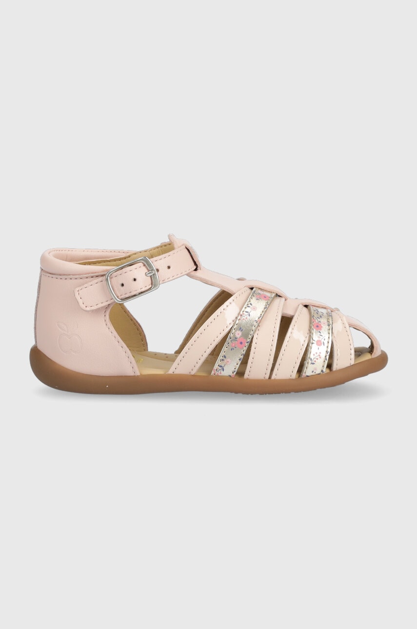 Pom D\'api sandale din piele pentru copii culoarea roz