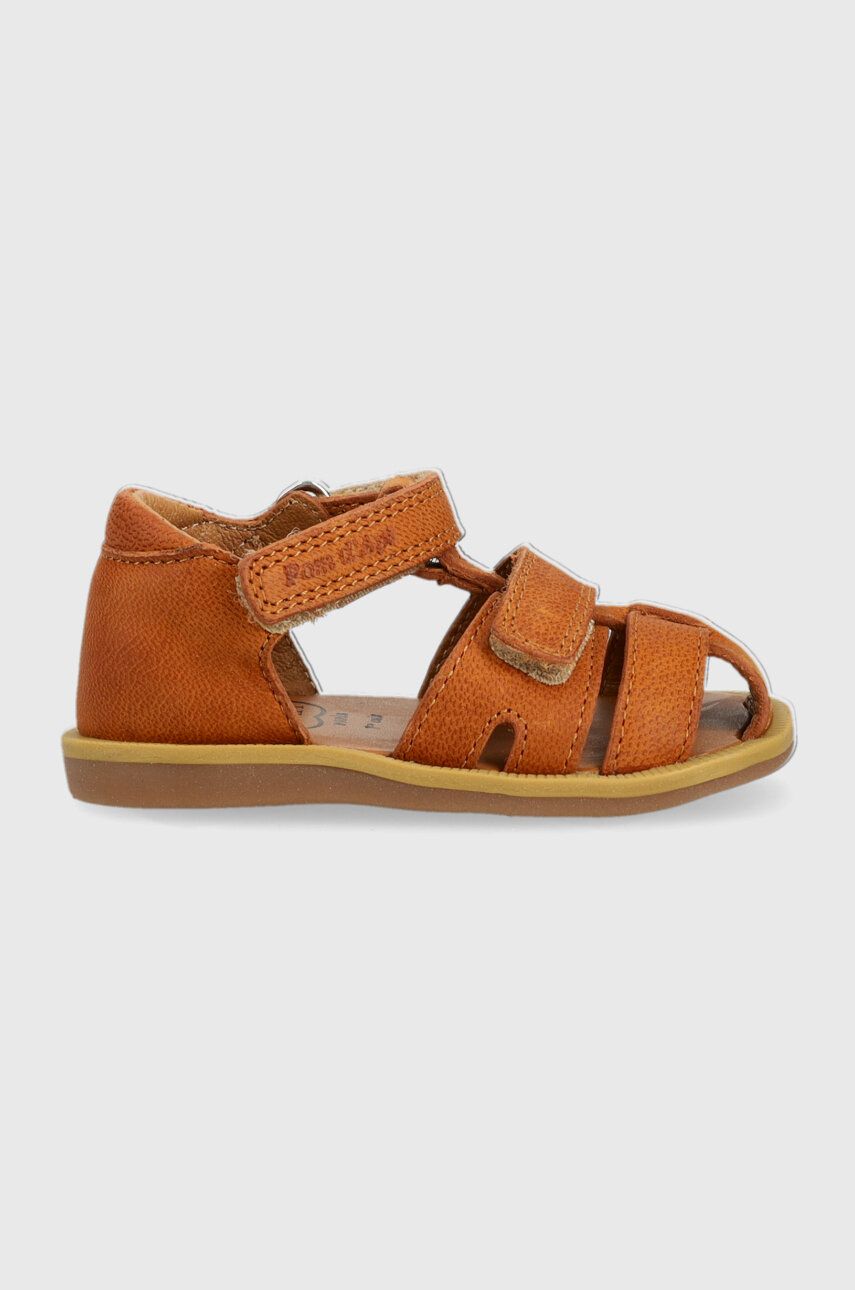 Pom D\'api sandale din piele pentru copii culoarea maro