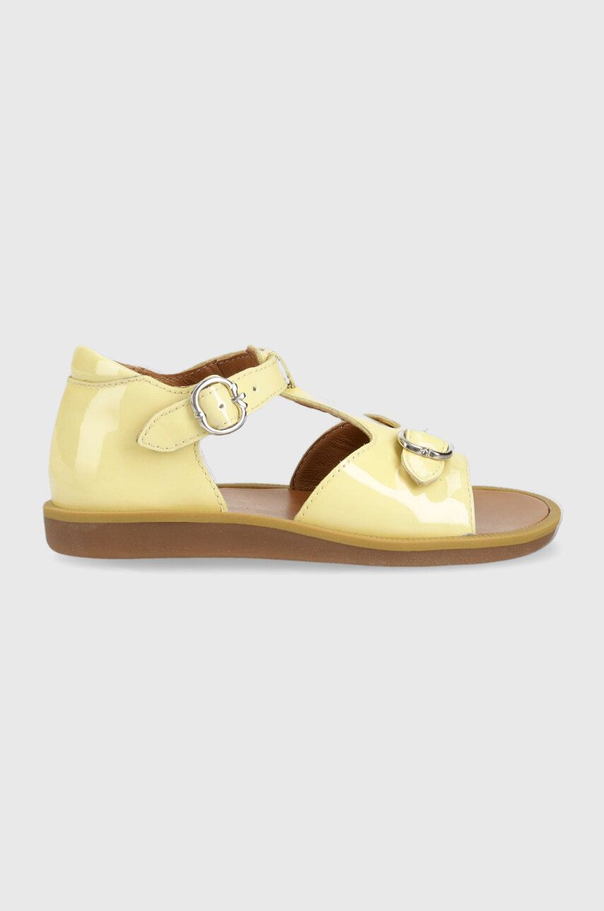 Levně Dětské kožené sandály Pom D'api žlutá barva
