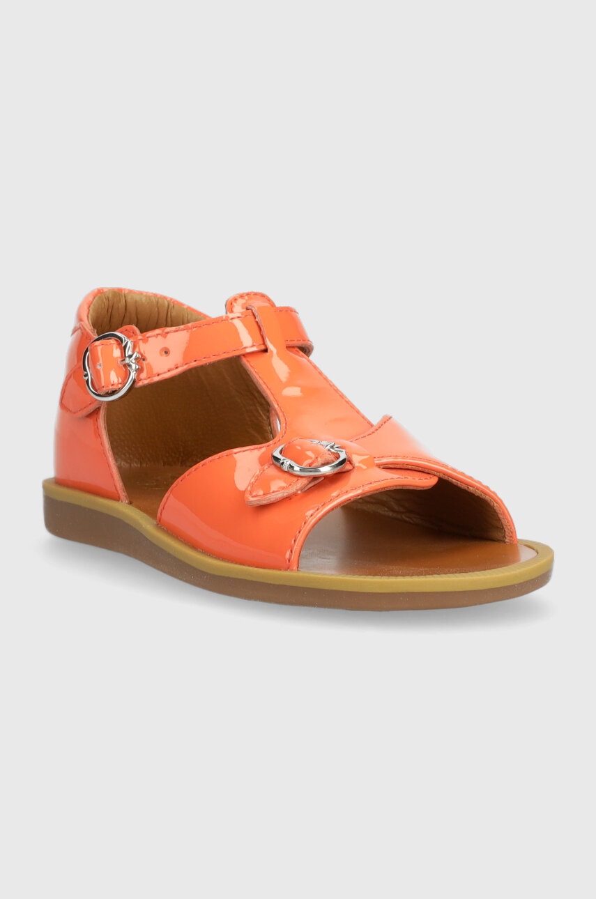 Детские кожаные сандалии Pom D'api цвет оранжевый Детские кожаные сандалии Pom D'api цвет оранжевый