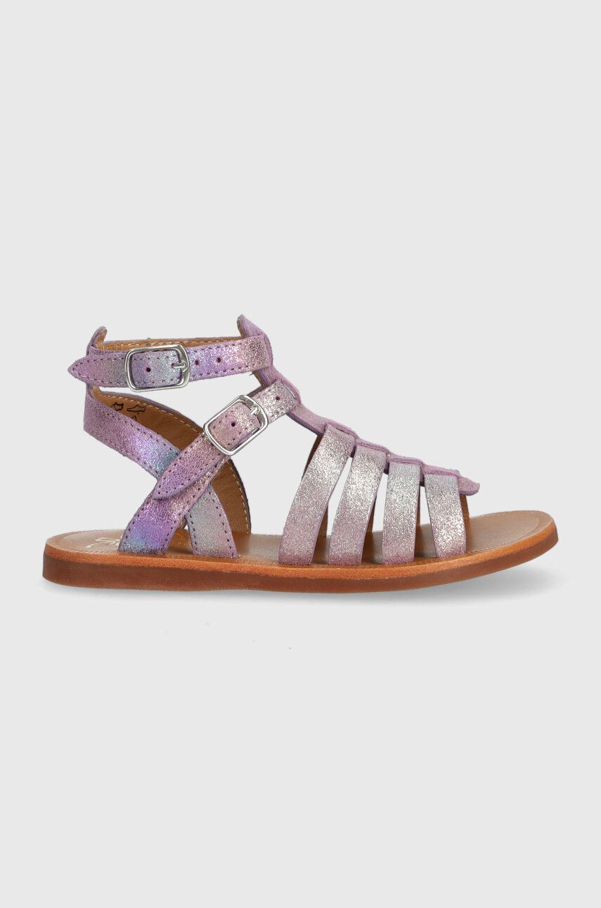 Pom D\'api sandale din piele intoarsa pentru copii culoarea violet