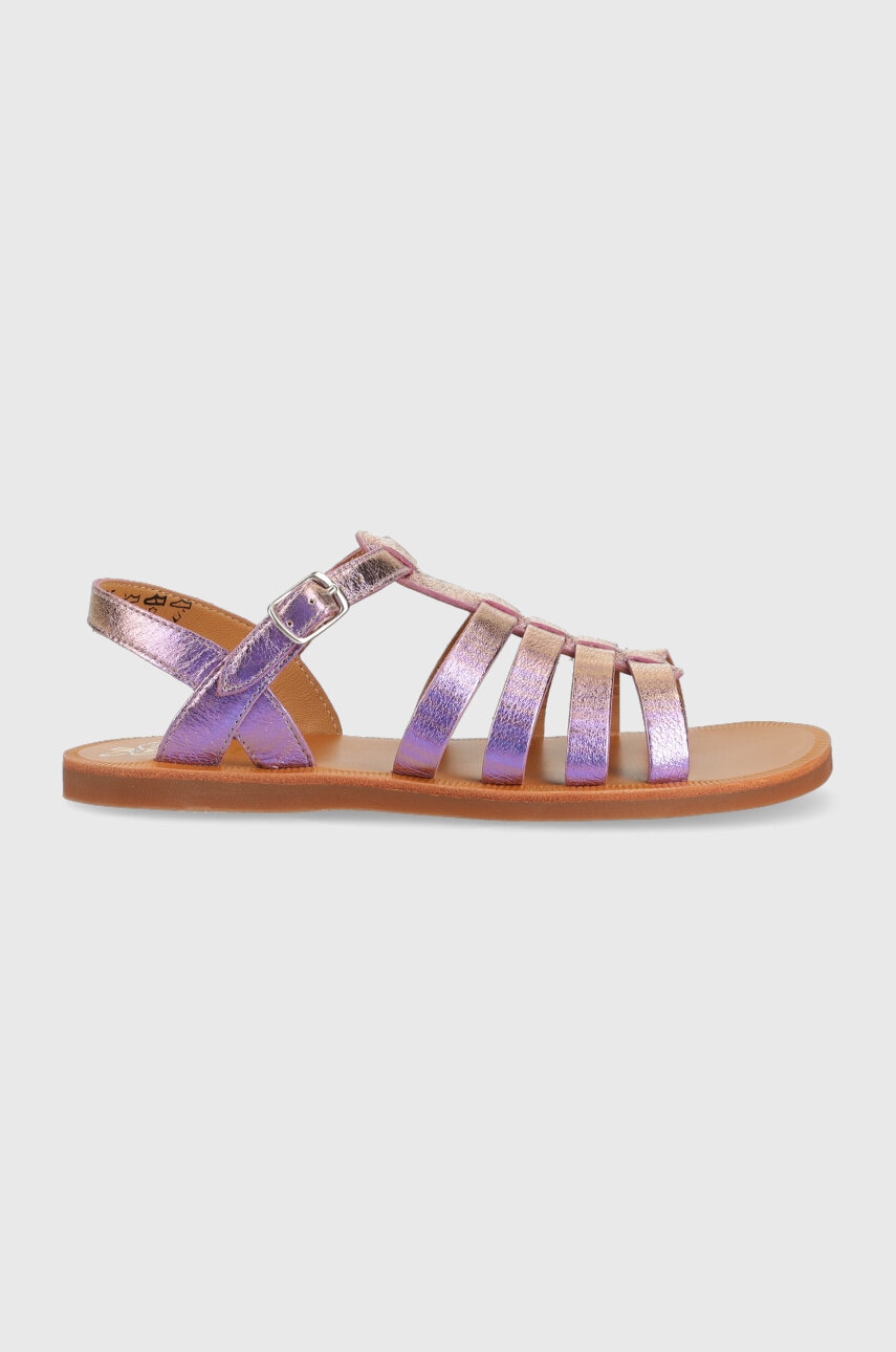 Pom D\'api sandale din piele pentru copii culoarea violet