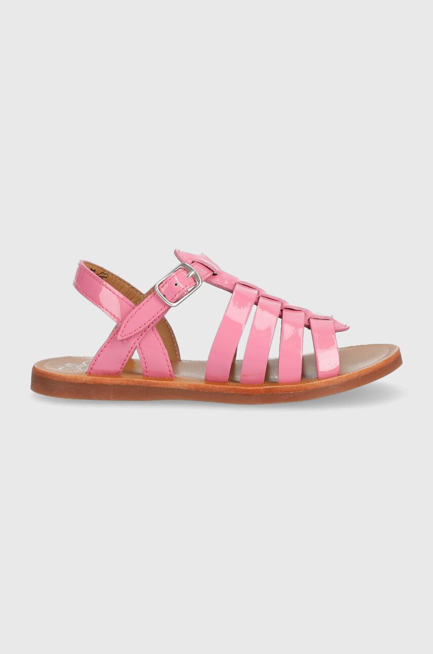 Pom D\'api sandale din piele pentru copii culoarea roz