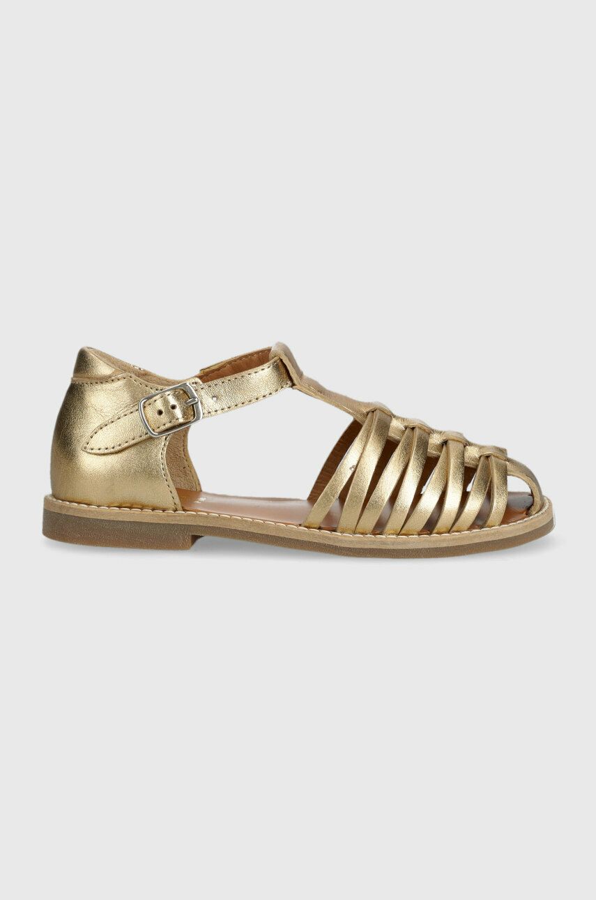 Dětské kožené sandály Pom D′api zlatá barva - zlatá -  Svršek: Přírodní kůže Vnitřek: Přír