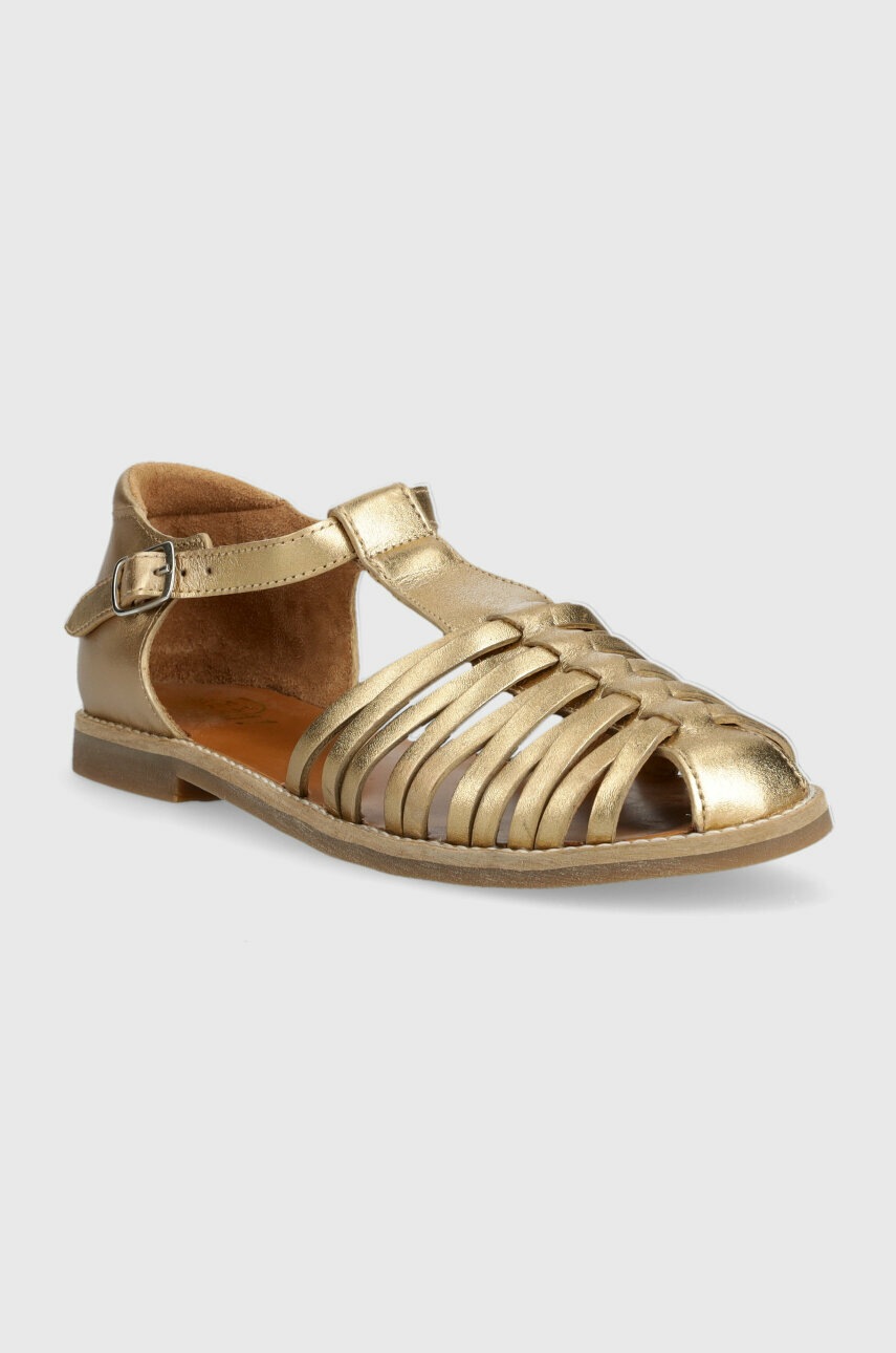 Детские кожаные сандалии Pom D'api цвет золотой