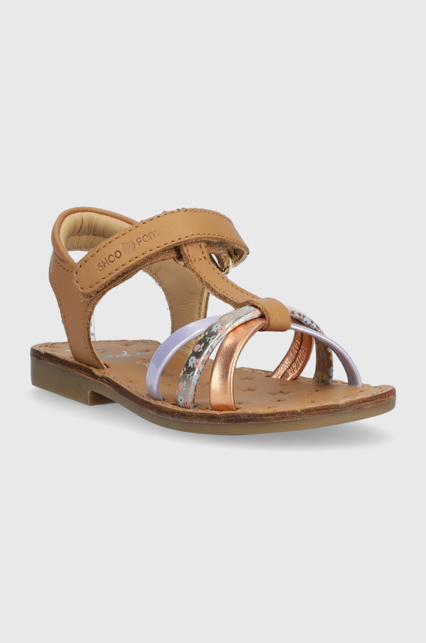Детские кожаные сандалии Shoo Pom цвет коричневый Детские кожаные сандалии Shoo Pom цвет коричневый