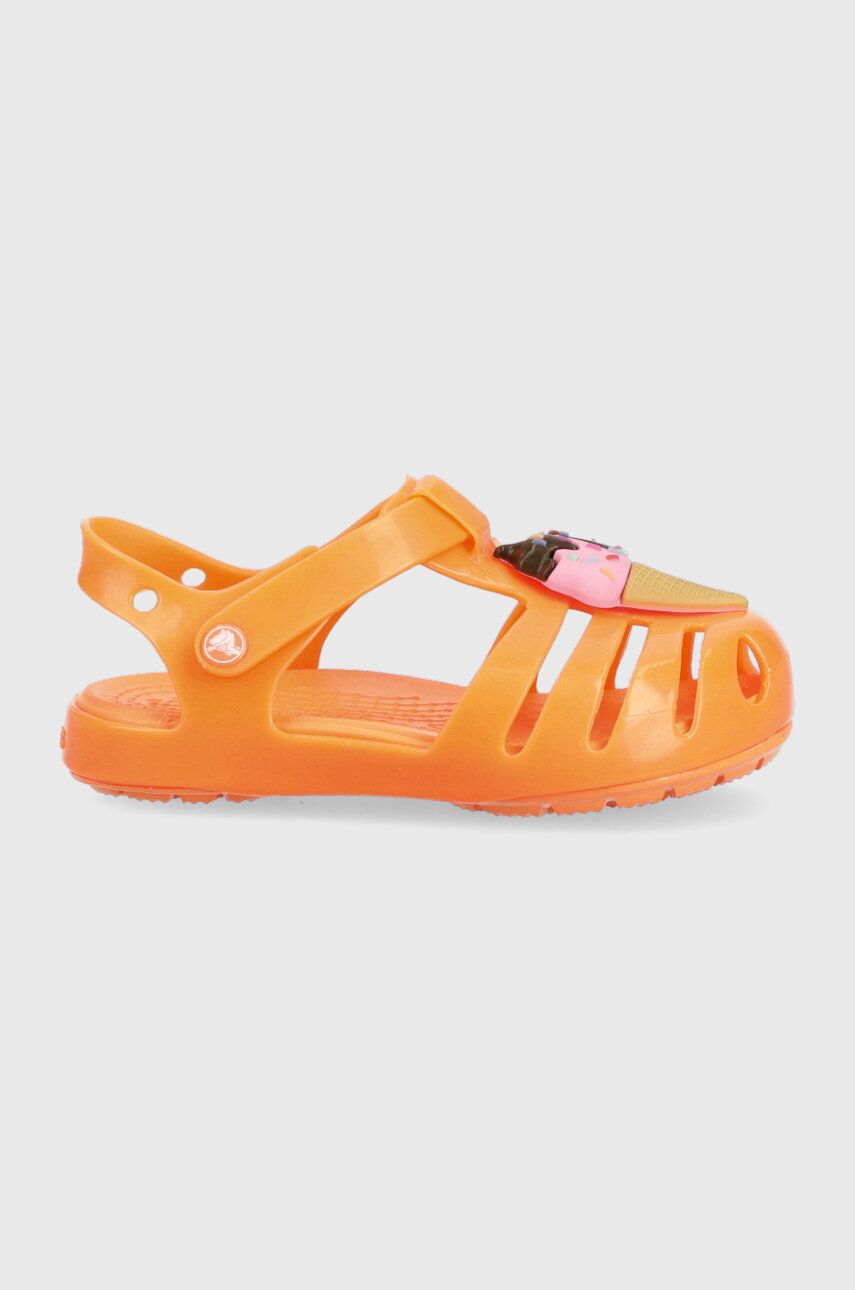 Crocs sandale copii ISABELLA CHARM SANDAL culoarea portocaliu