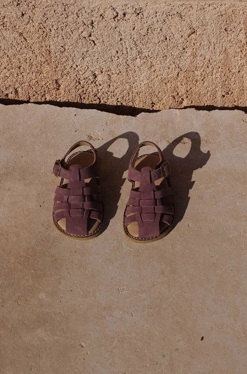 Konges Sløjd sandale din piele intoarsa pentru copii culoarea roz