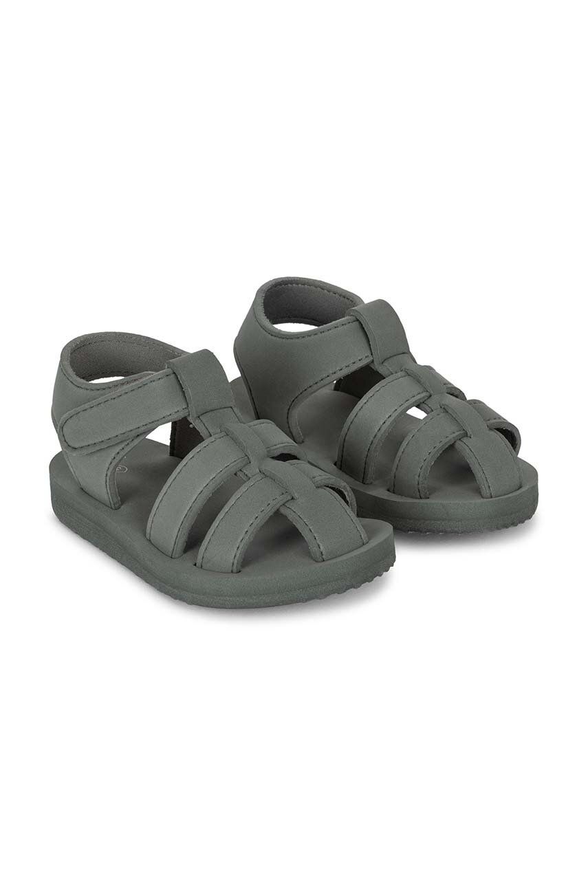 Dětské sandály Konges Sløjd šedá barva - šedá -  Umělá hmota