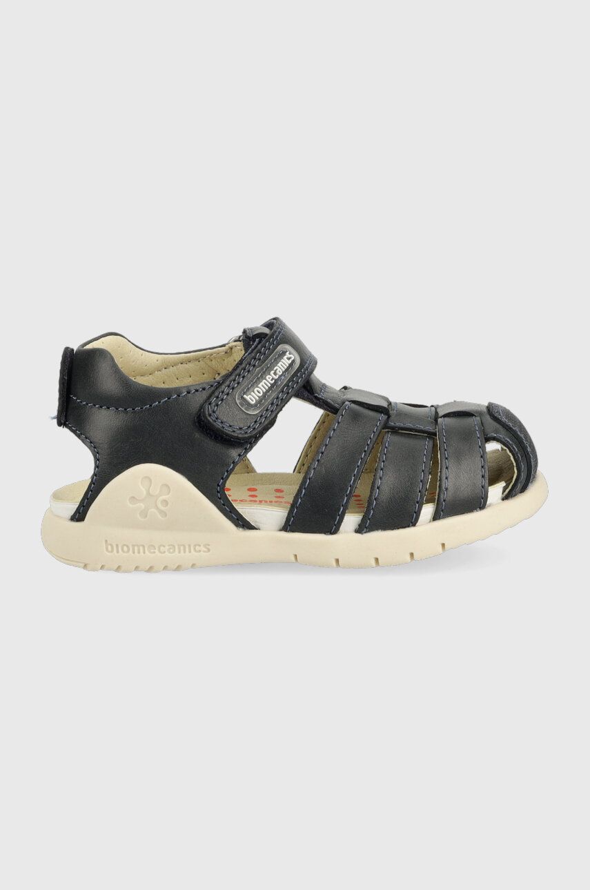 E-shop Dětské kožené sandály Biomecanics tmavomodrá barva