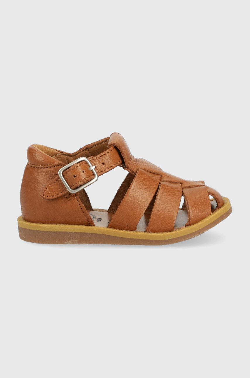 Pom D\'api sandale din piele pentru copii culoarea maro