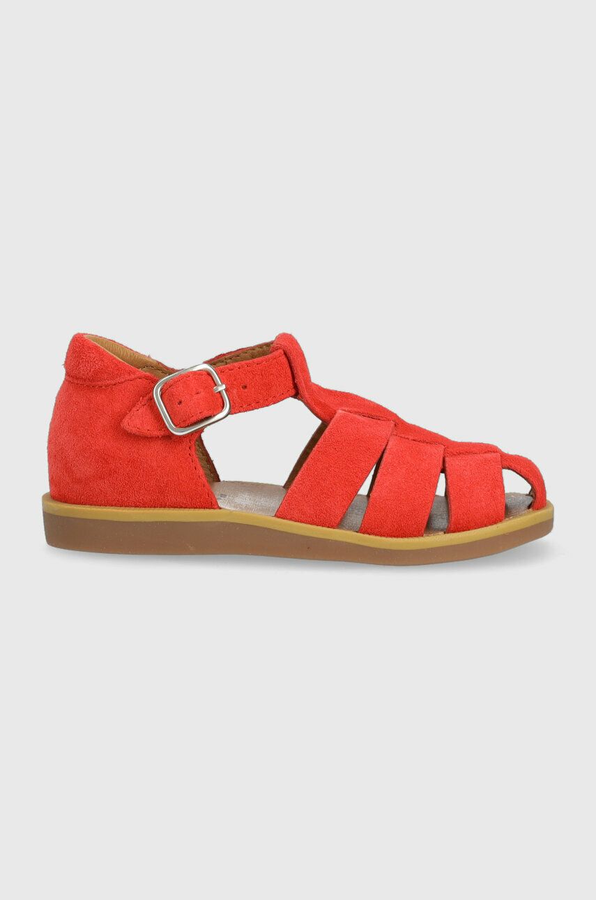 E-shop Dětské semišové sandály Pom D'api červená barva