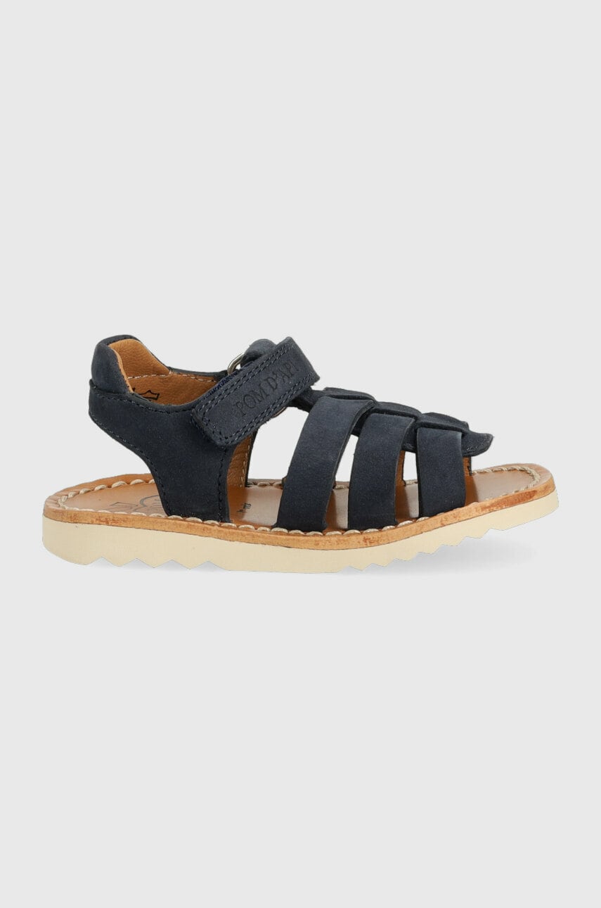 Pom D\'api sandale din piele intoarsa pentru copii culoarea albastru marin