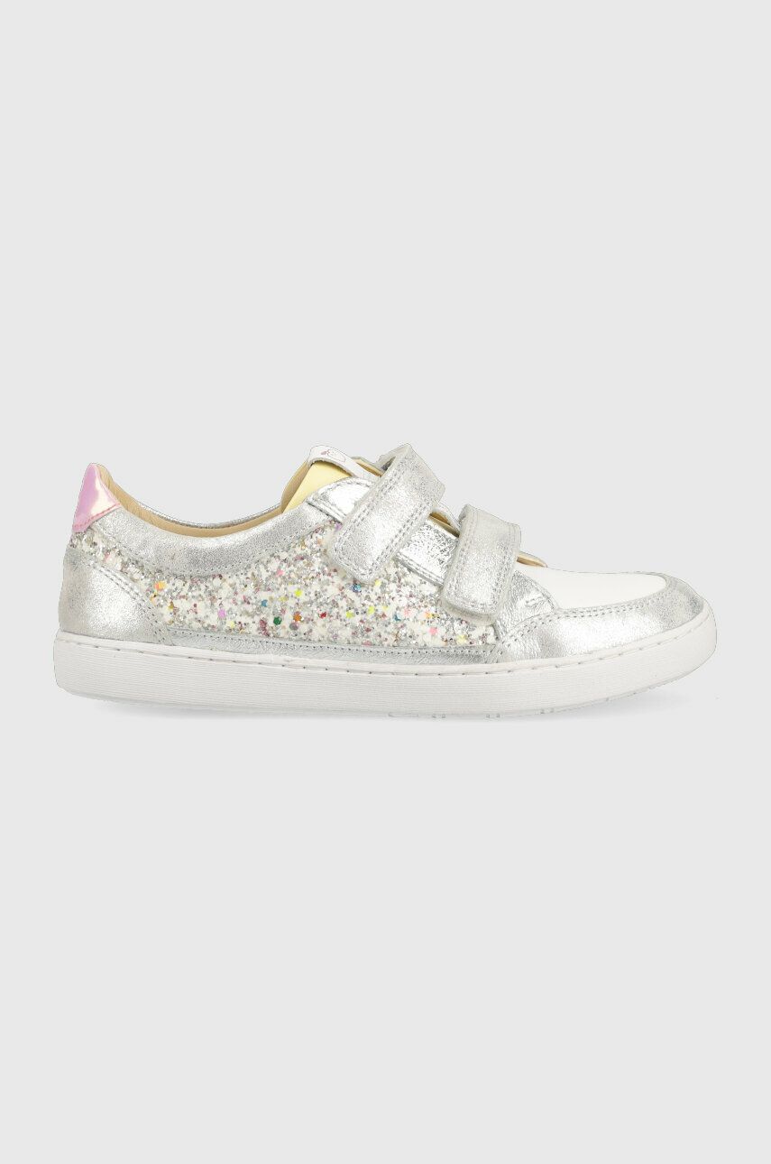 Levně Dětské kožené sneakers boty Shoo Pom stříbrná barva