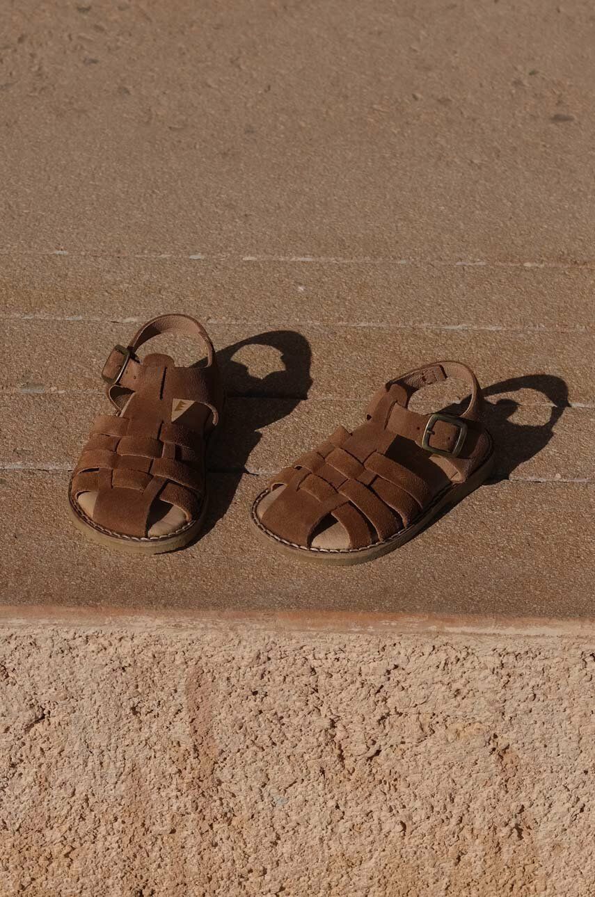 Levně Dětské semišové sandály Konges Sløjd béžová barva