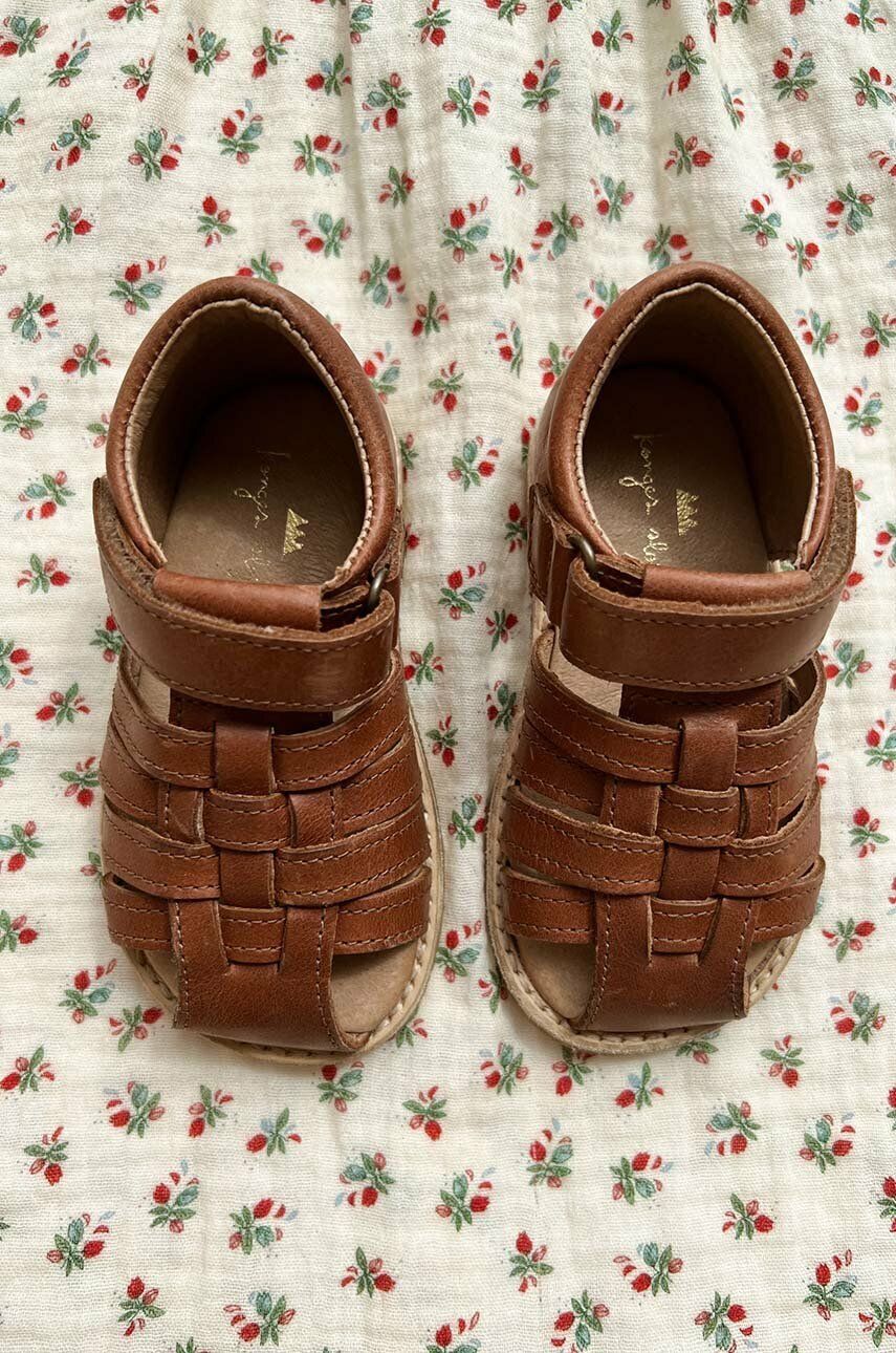 Konges Sløjd sandale din piele intoarsa pentru copii culoarea maro