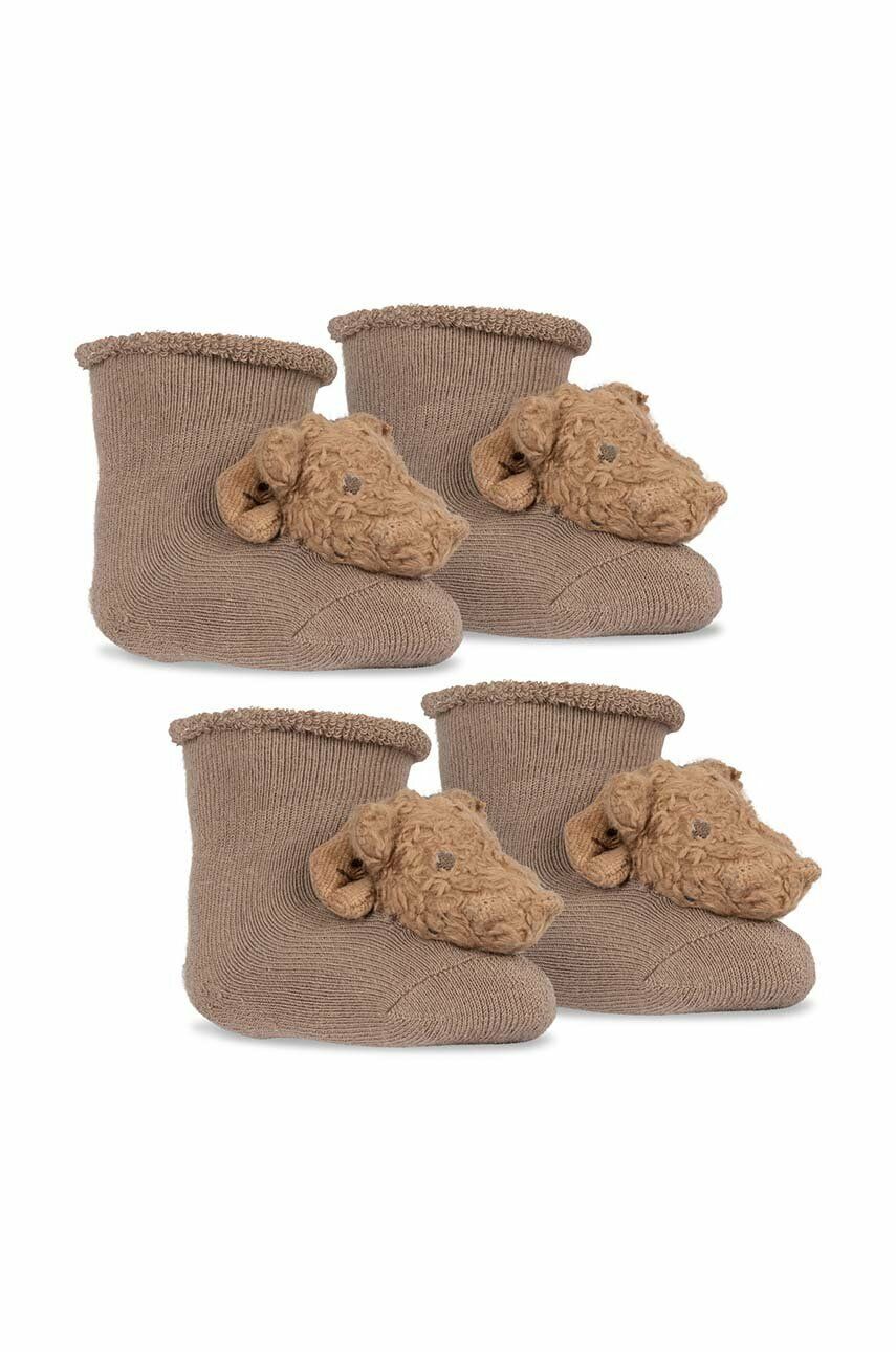Kojenecké ponožky Konges Sløjd 2-pack béžová barva - béžová -  75 % Organická bavlna