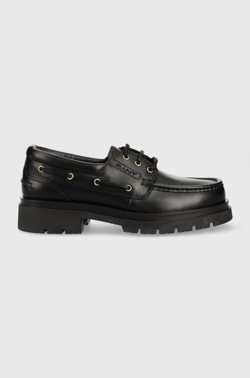 Gant mocasini de piele zeamee barbati, culoarea negru