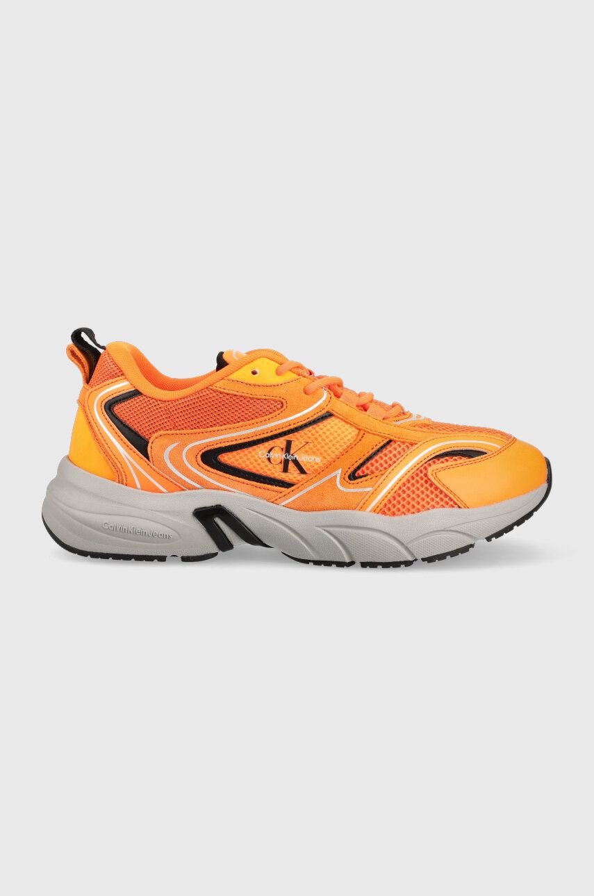 Sneakers boty Calvin Klein Jeans YM0YM00589 RETRO TENNIS SU-MESH oranžová barva - oranžová - Svršek: