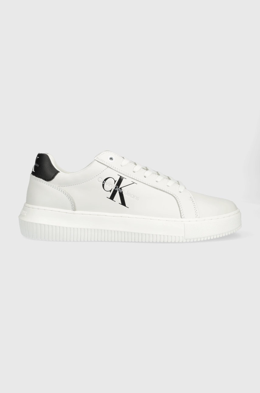 

Кожени маратонки Calvin Klein Jeans YM0YM00681 CHUNKY CUPSOLE MONOLOGO в бяло, Бял